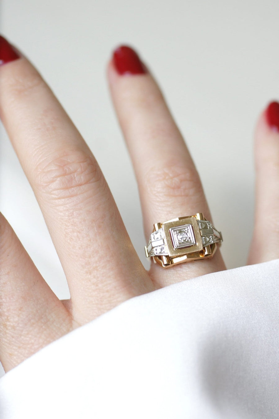 Two gold and diamond Art Deco Tank ring - Galerie Pénélope