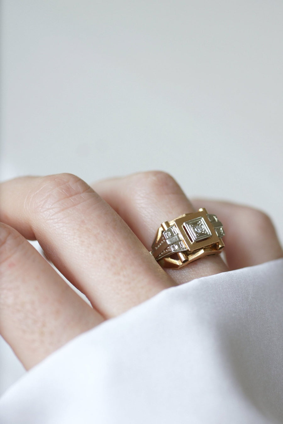Two gold and diamond Art Deco Tank ring - Galerie Pénélope