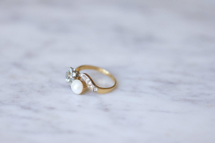 Antique aquamarine, pearl and diamond ring - Penelope Gallery