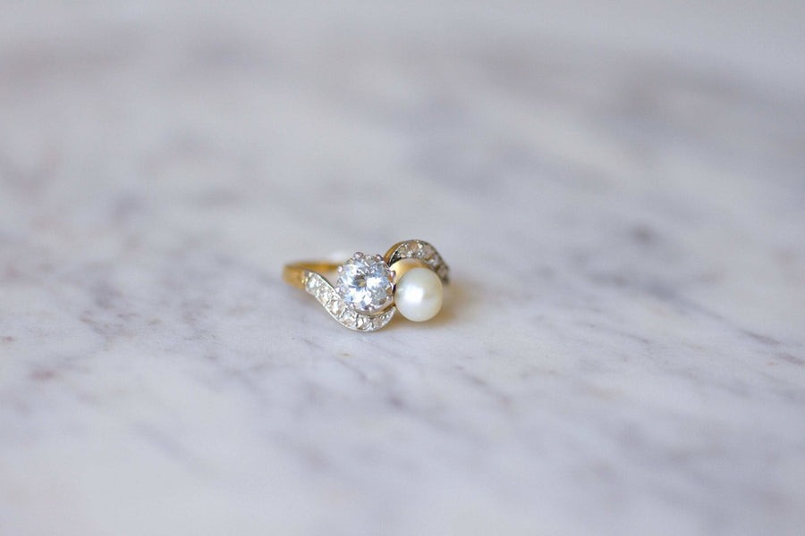 Antique aquamarine, pearl and diamond ring - Penelope Gallery