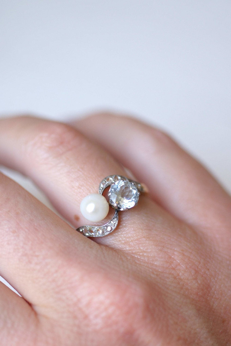 Antique aquamarine, pearl and diamond ring - Penelope Gallery