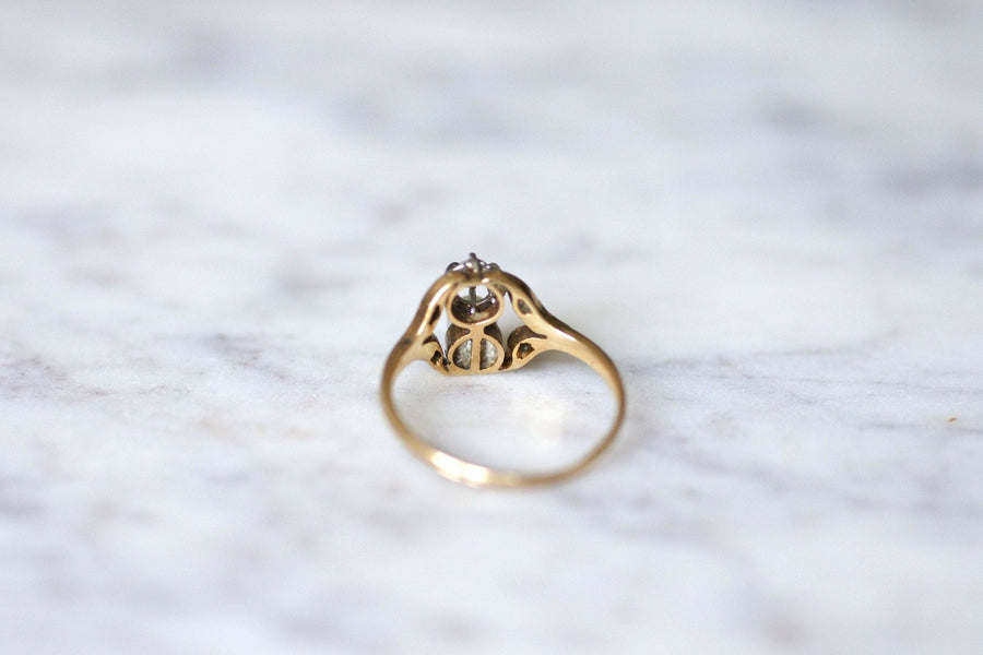 Belle Epoque pearl and diamonds ring on gold and platinum - Galerie Pénélope