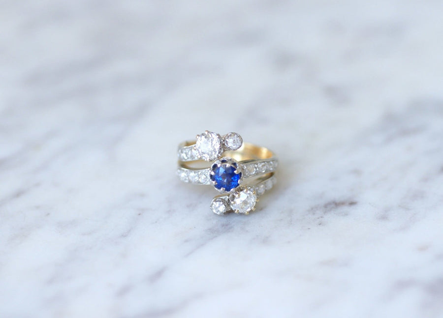 Belle Epoque sapphire and diamond ring - Galerie Pénélope