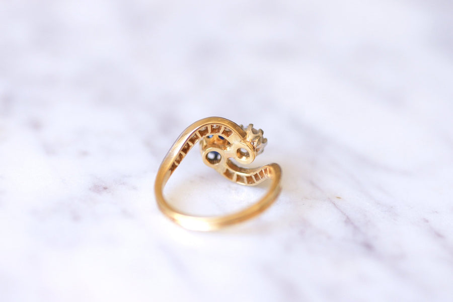 Belle Epoque sapphire and diamonds ring on gold - Galerie Pénélope