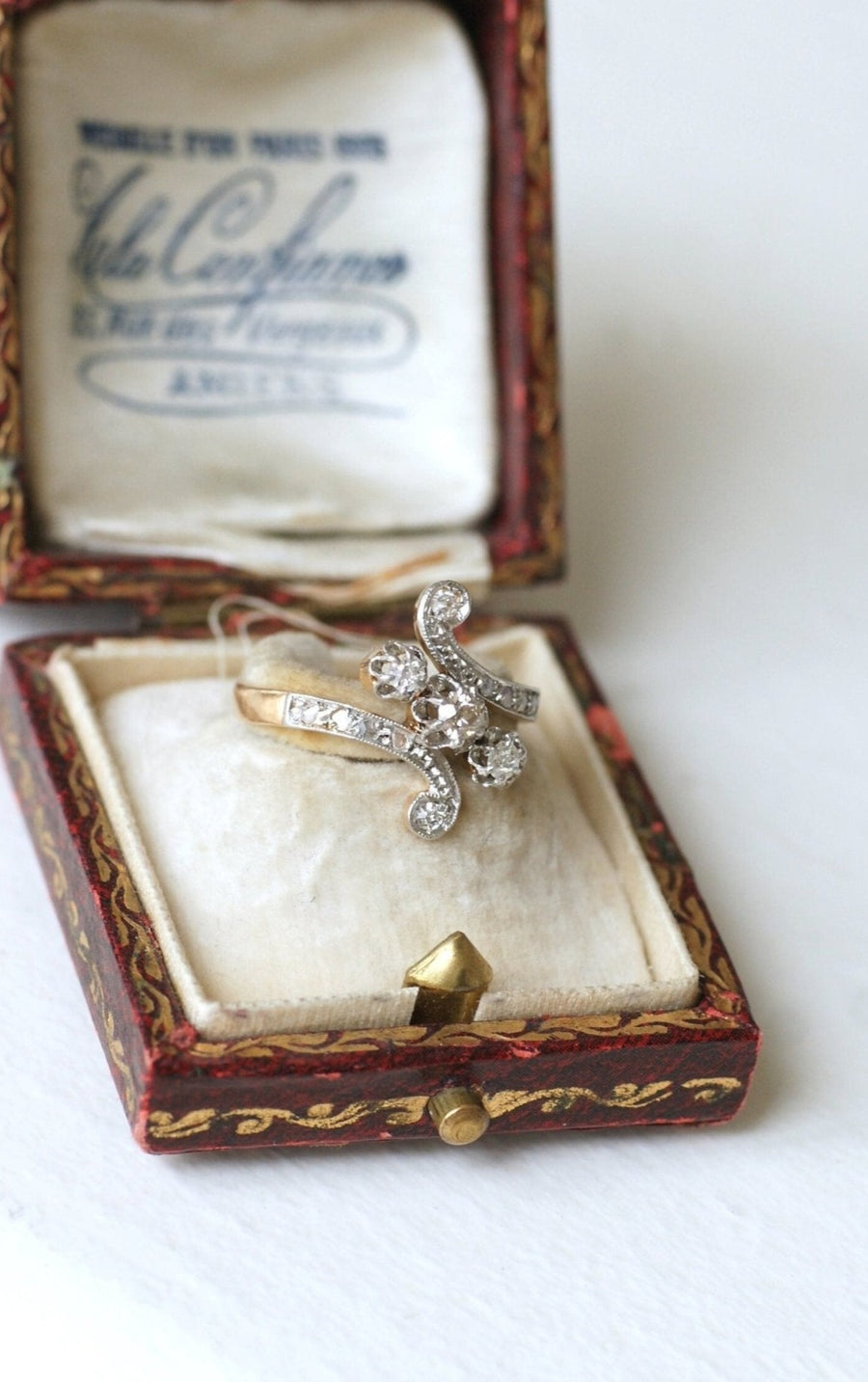 Toi et Moi ring, diamonds on rose gold - Galerie Pénélope