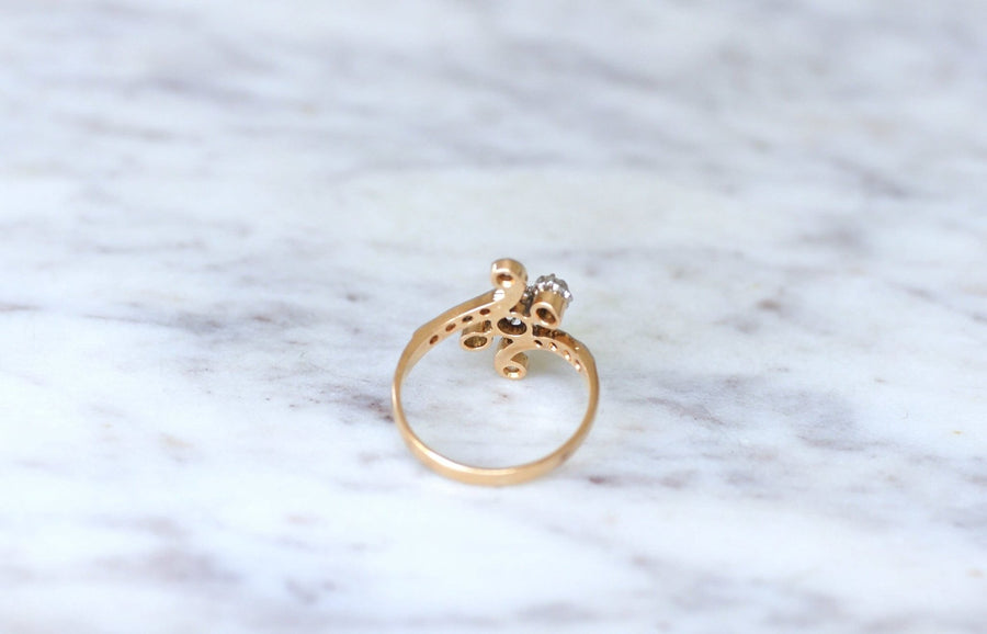 Toi et Moi ring, diamonds on rose gold - Galerie Pénélope