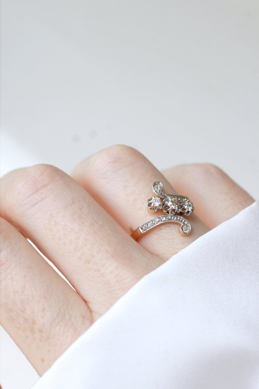 Toi et Moi ring, diamonds on rose gold - Galerie Pénélope