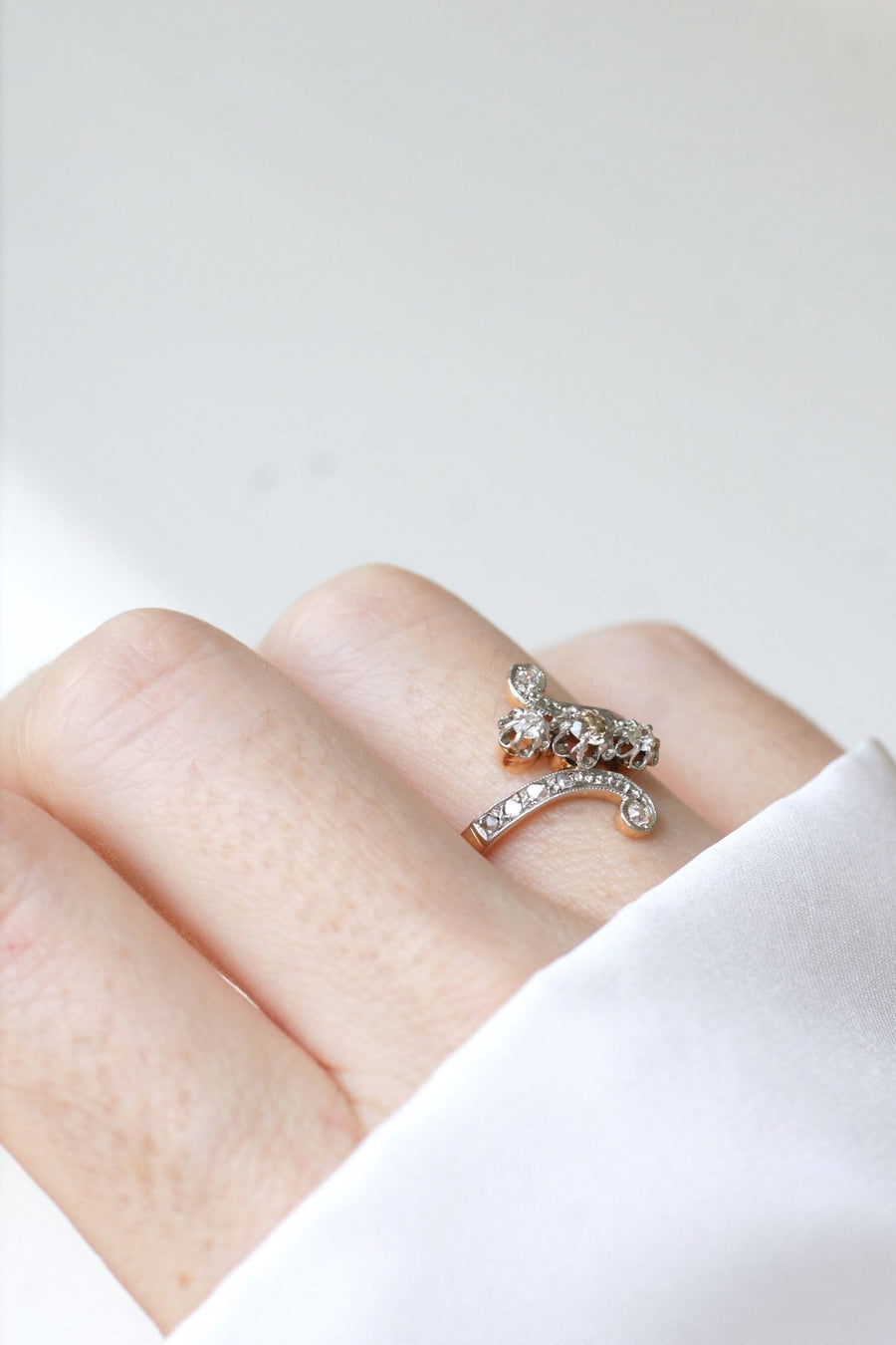 Toi et Moi ring, diamonds on rose gold - Galerie Pénélope