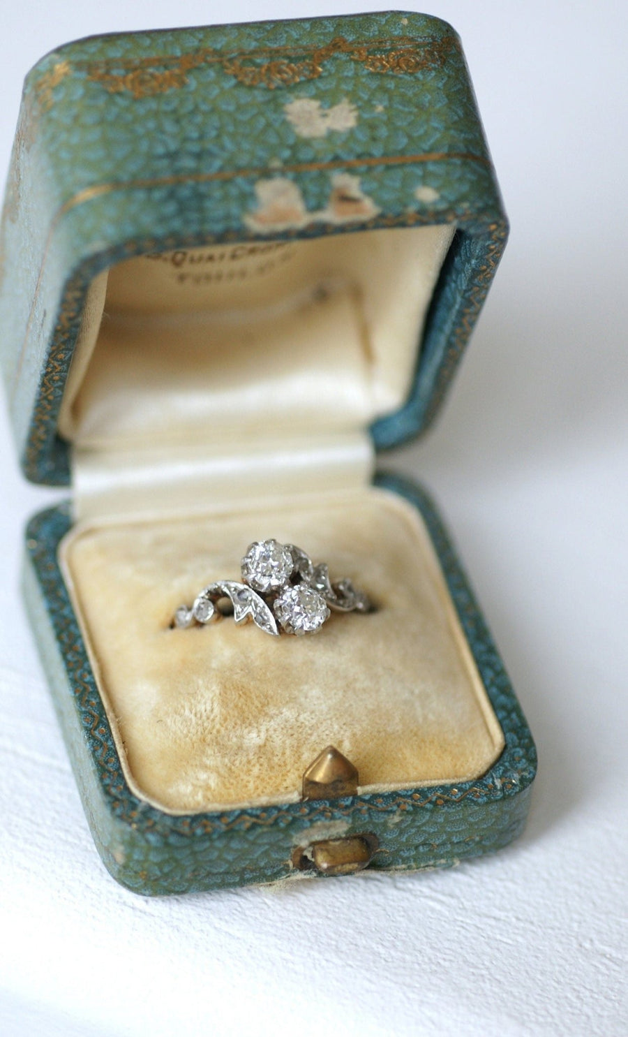 You and Me ring in rose gold, platinum, and diamonds - Penelope Gallery