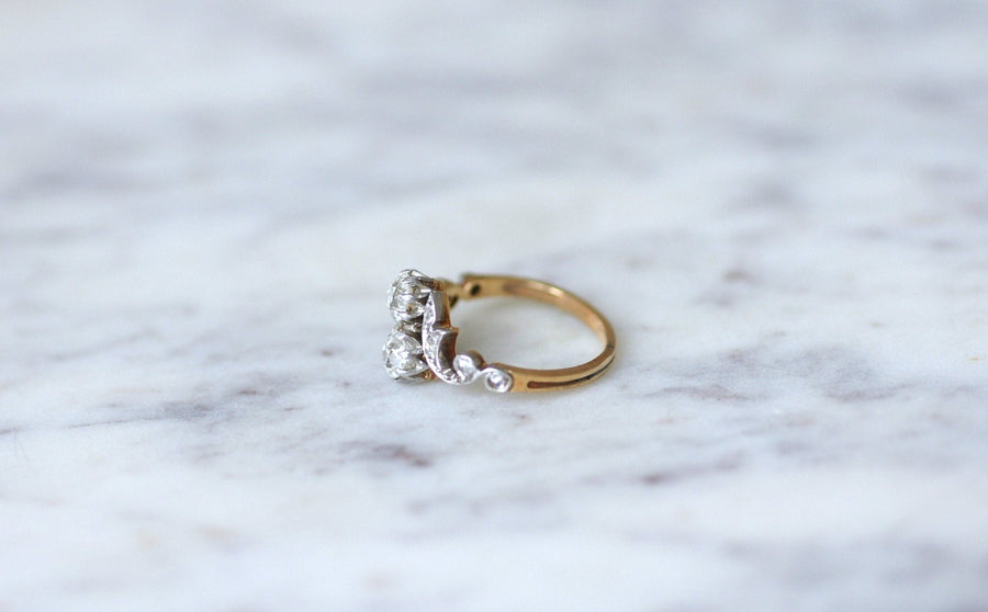 You and Me ring in rose gold, platinum, and diamonds - Penelope Gallery