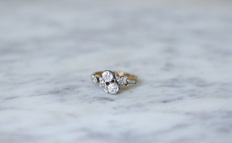 You and Me ring in rose gold, platinum, and diamonds - Penelope Gallery