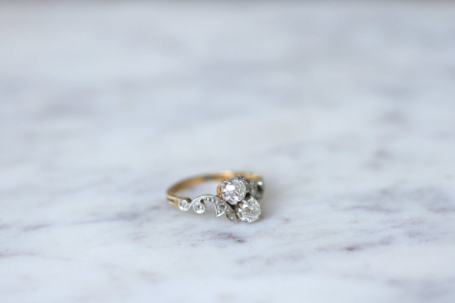 You and Me ring in rose gold, platinum, and diamonds - Penelope Gallery