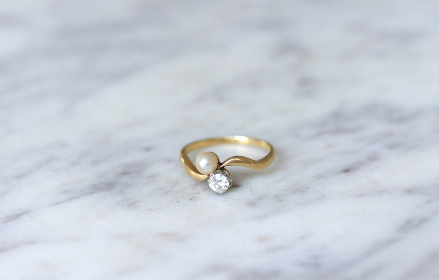 You and Me pearl and diamond ring - Penelope Gallery