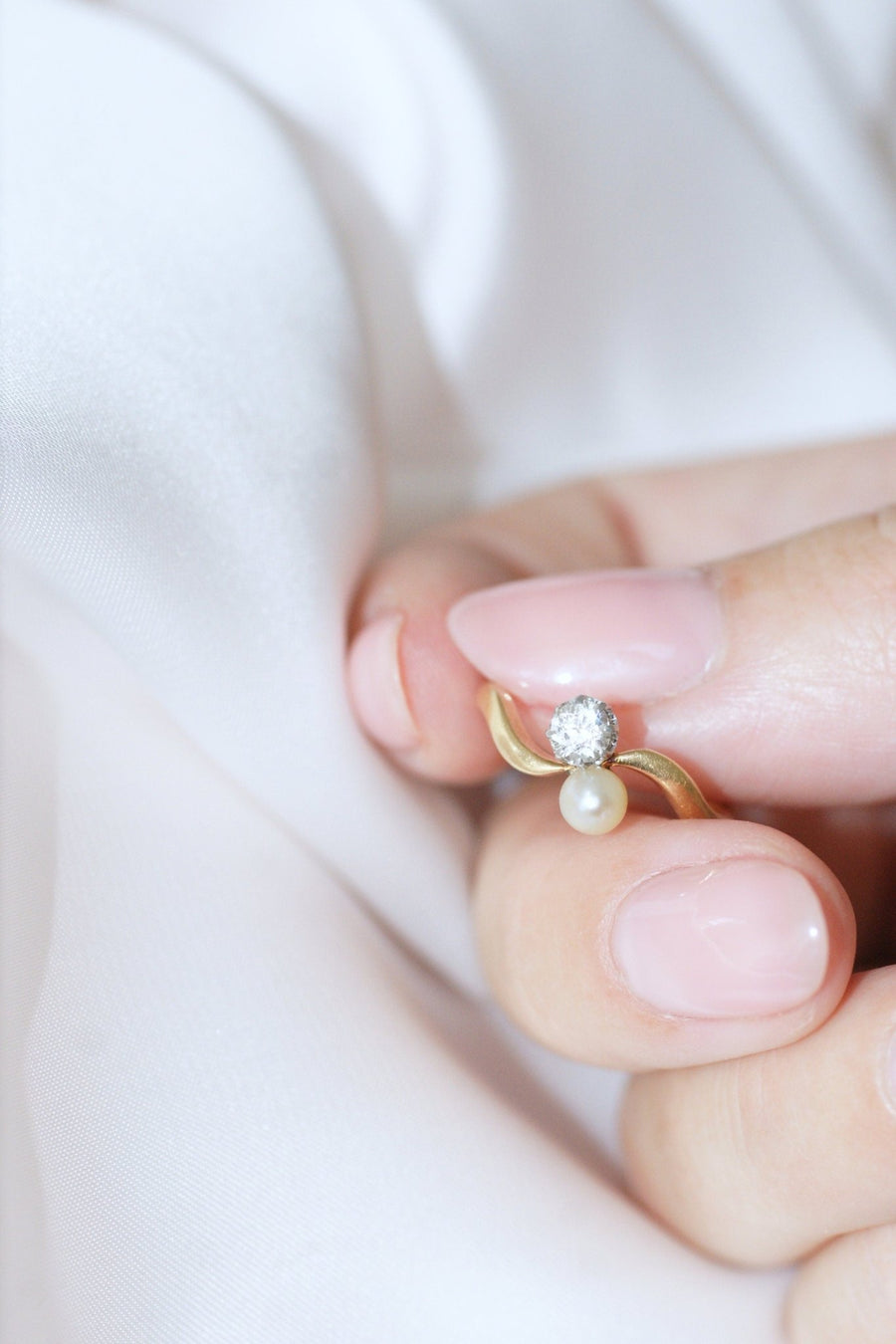 You and Me pearl and diamond ring - Penelope Gallery