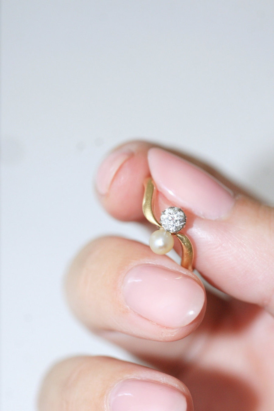 You and Me pearl and diamond ring - Penelope Gallery