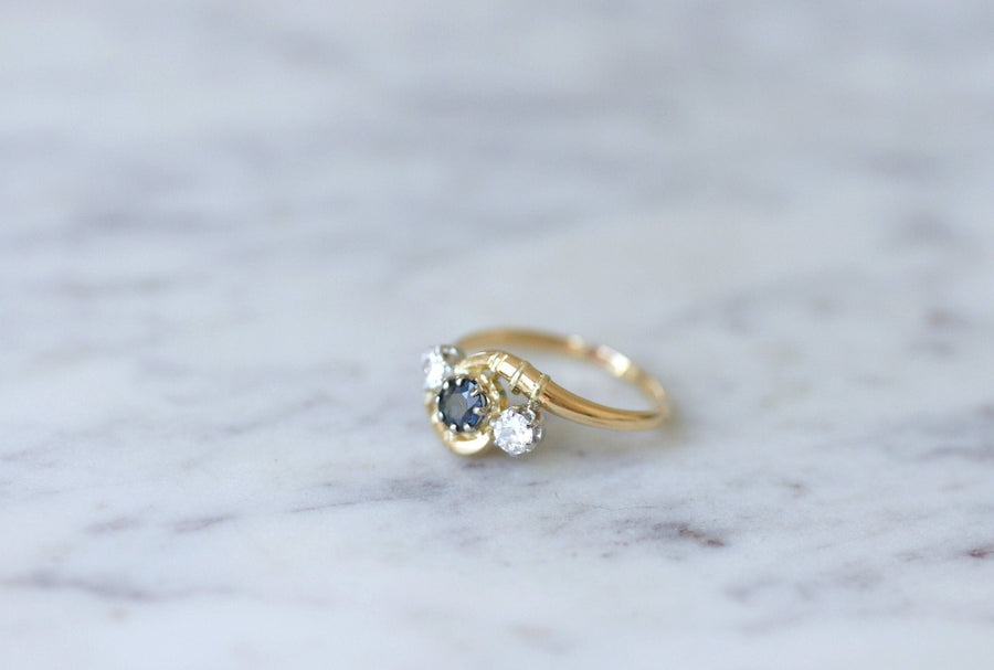 toi et moi sapphire and diamond ring - Galerie Pénélope
