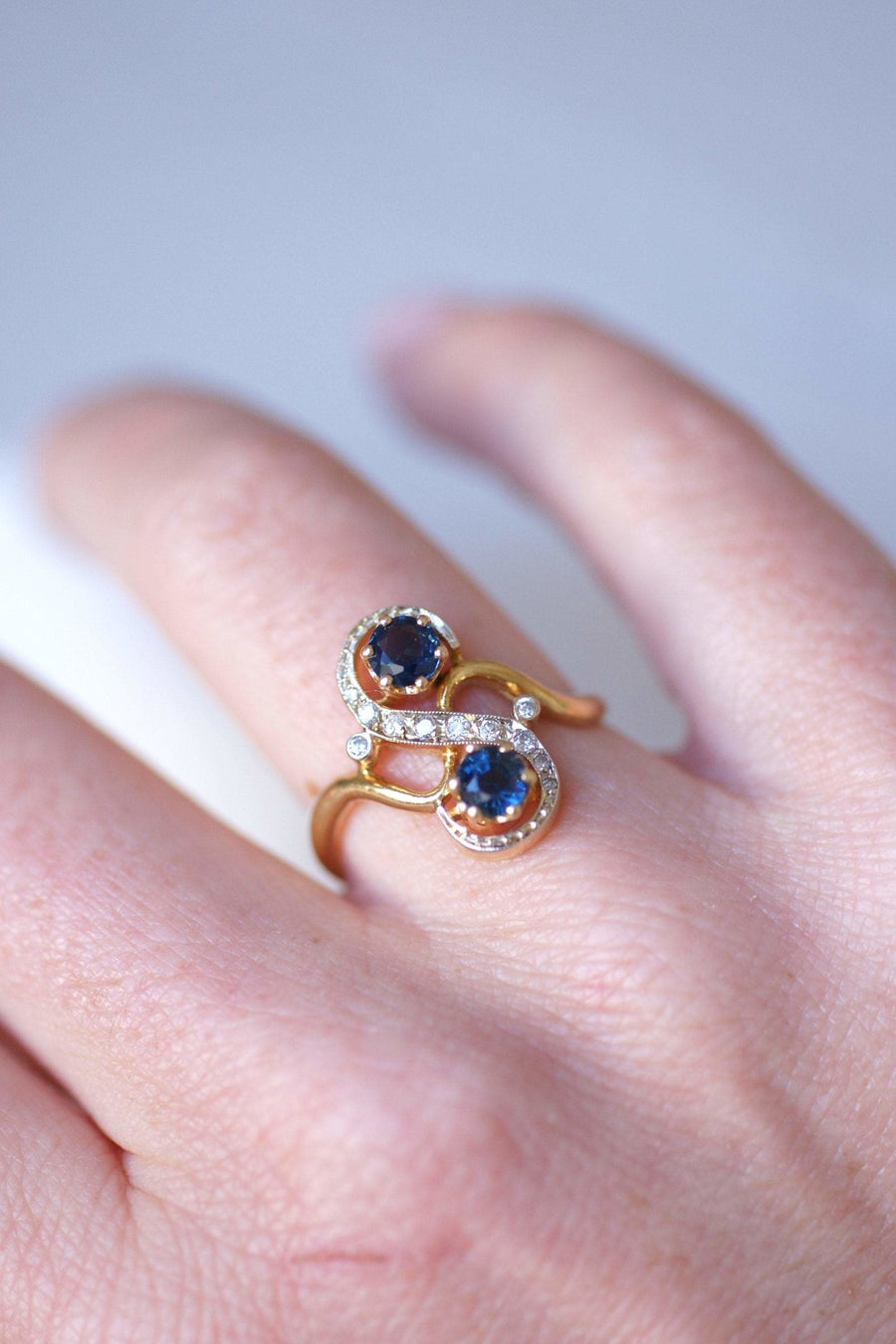 Vintage sapphires and diamonds ring - Galerie Pénélope