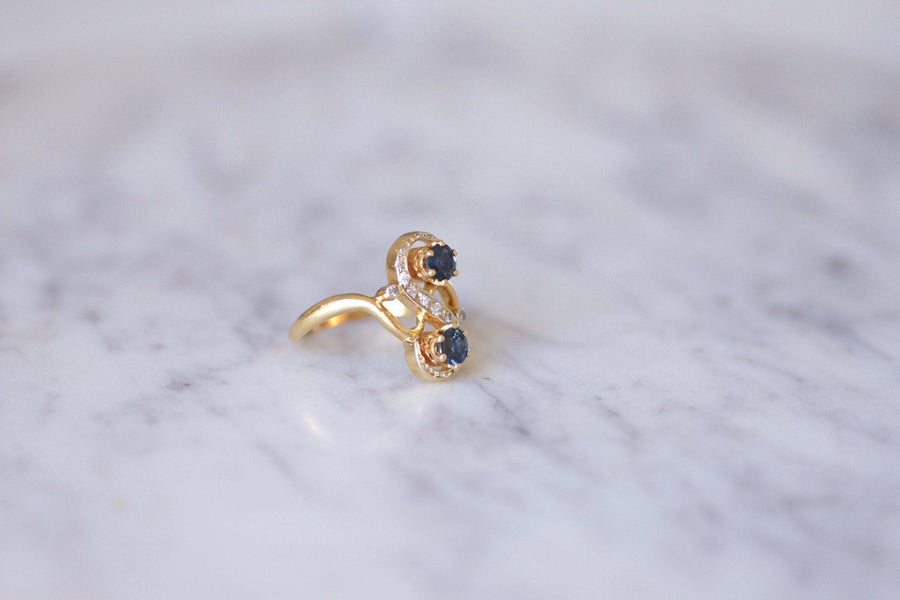 Vintage sapphires and diamonds ring - Galerie Pénélope