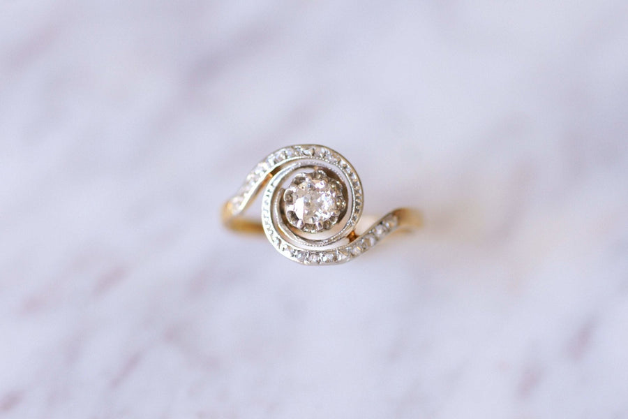 Belle Epoque Tourbillon ring, gold and diamonds - Galerie Pénélope