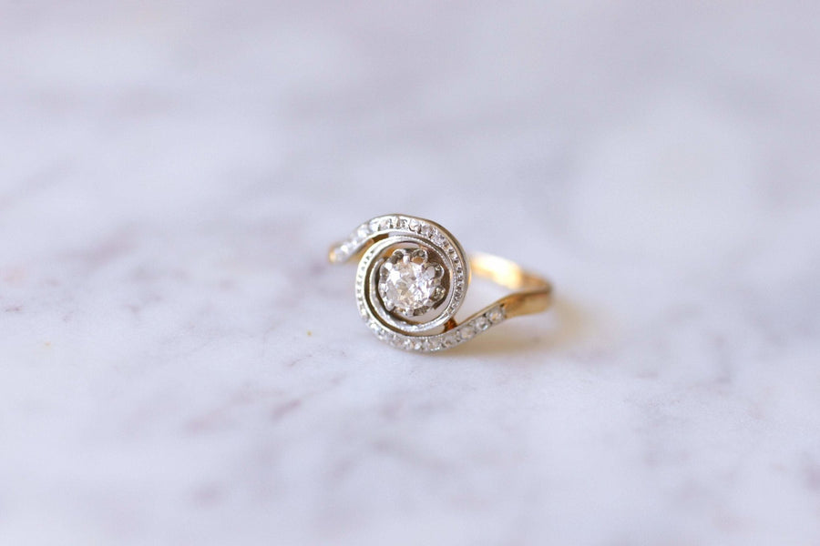 Belle Epoque Tourbillon ring, gold and diamonds - Galerie Pénélope