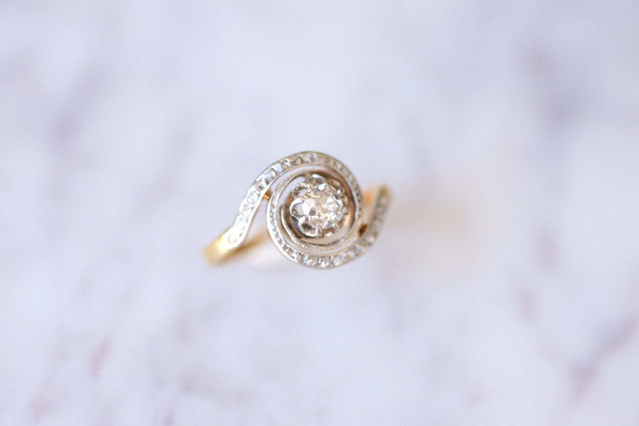 Belle Epoque Tourbillon ring, gold and diamonds - Galerie Pénélope