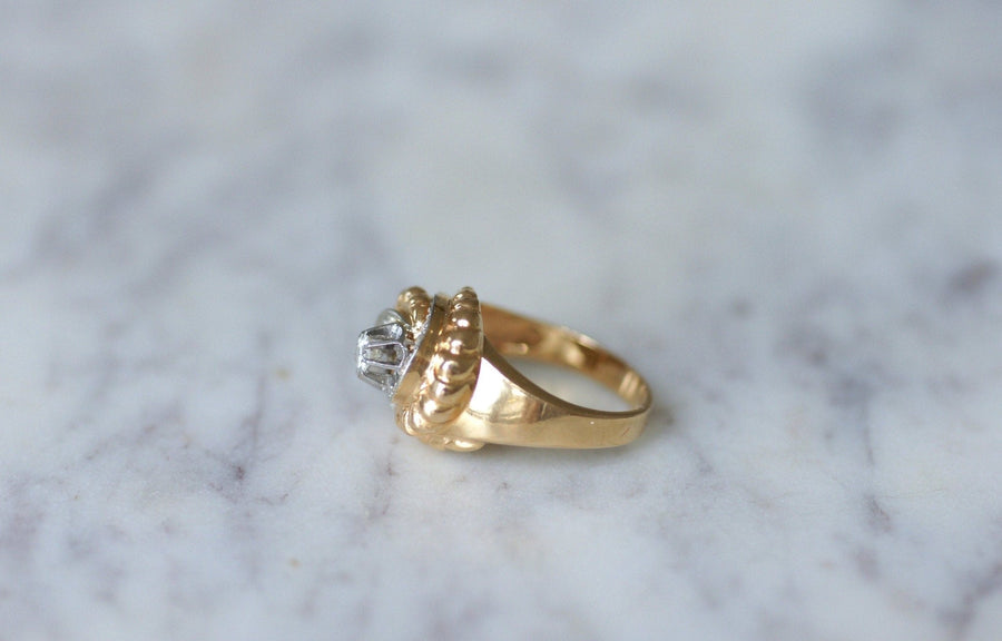Vintage pink gold and diamond ring - Penelope Gallery