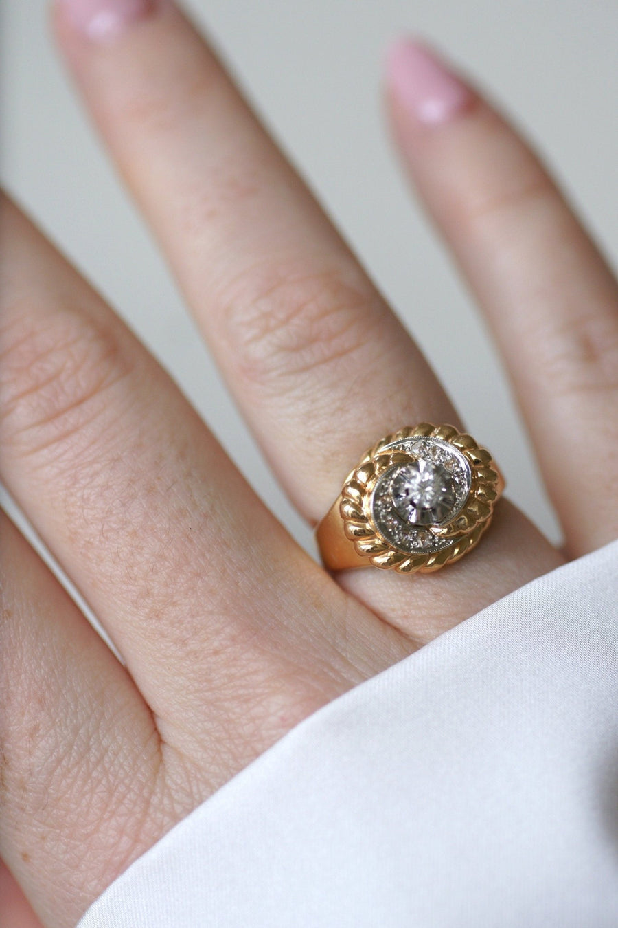 Vintage pink gold and diamond ring - Penelope Gallery