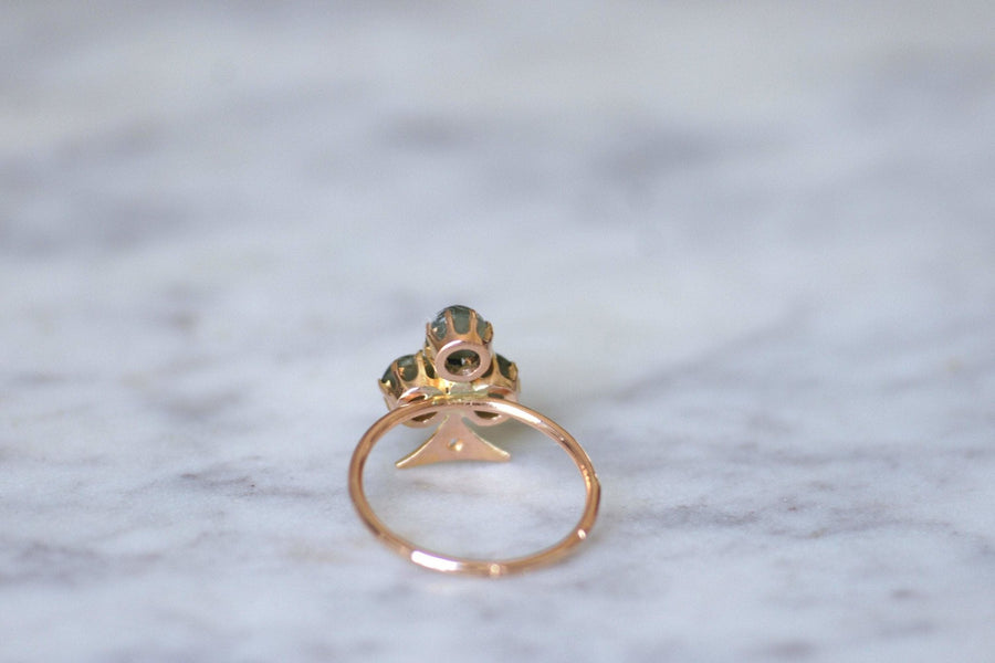 Chrysoberyl cat's eye clover ring with diamonds - Penelope Gallery