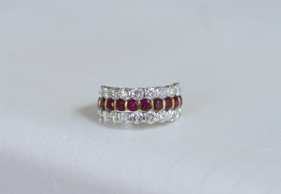 Ruby and diamond triple ring - Penelope Gallery