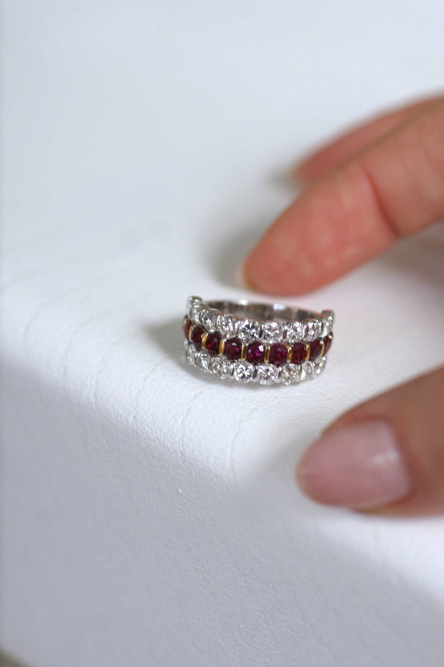 Ruby and diamond triple ring - Penelope Gallery