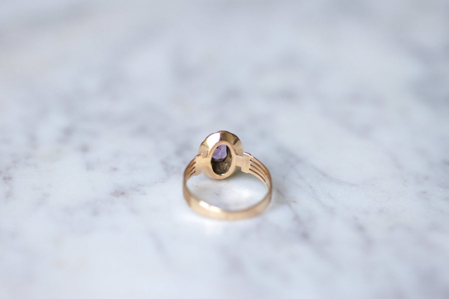 Amethyst and fine pearls Victorian ring in 18Kt pink gold - Galerie Pénélope