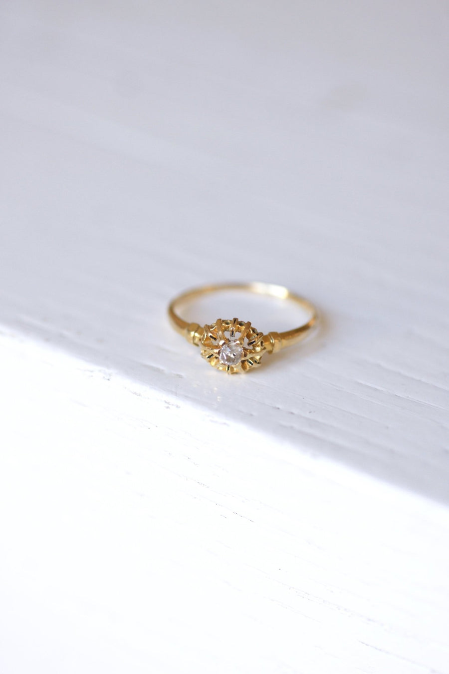 Antique enamelled gold and old cut diamond Victorian ring - Galerie Pénélope