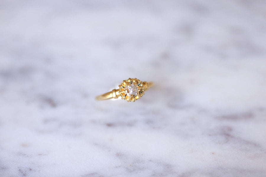 Antique enamelled gold and old cut diamond Victorian ring - Galerie Pénélope