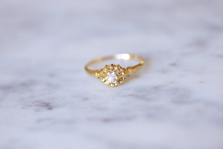 Antique enamelled gold and old cut diamond Victorian ring - Galerie Pénélope