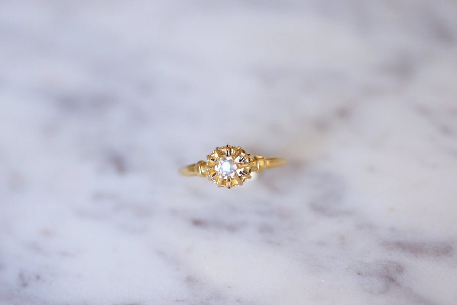 Antique enamelled gold and old cut diamond Victorian ring - Galerie Pénélope