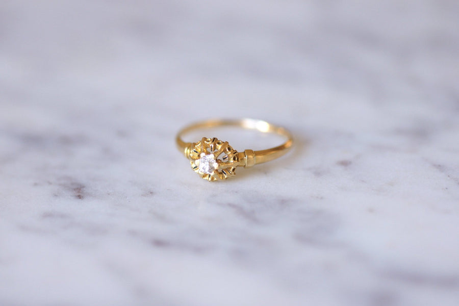 Antique enamelled gold and old cut diamond Victorian ring - Galerie Pénélope