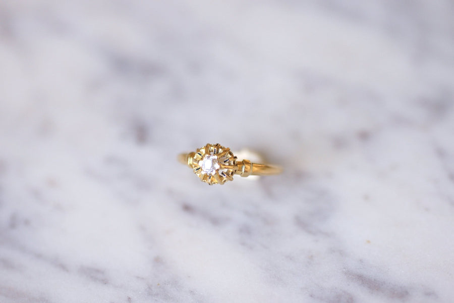 Antique enamelled gold and old cut diamond Victorian ring - Galerie Pénélope