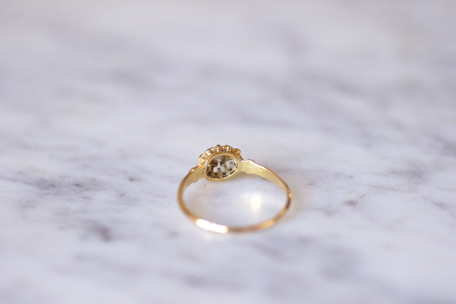 Antique enamelled gold and old cut diamond Victorian ring - Galerie Pénélope