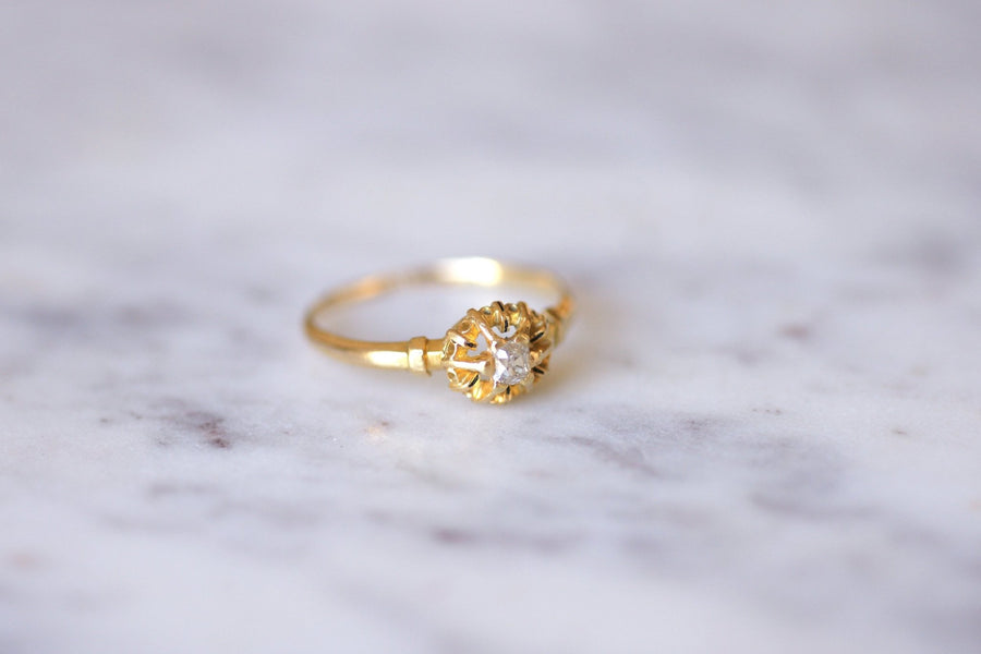 Antique enamelled gold and old cut diamond Victorian ring - Galerie Pénélope