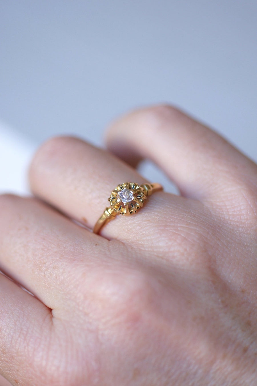 Antique enamelled gold and old cut diamond Victorian ring - Galerie Pénélope