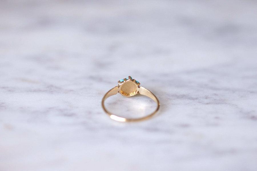 Antique turquoise and gold flower Victorian ring - Galerie Pénélope