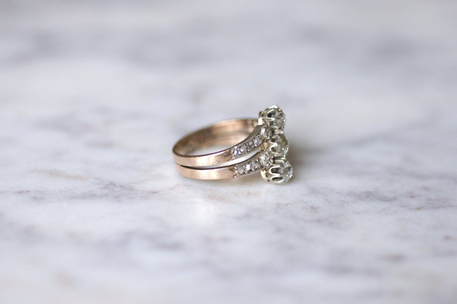 Victorian Engagement Ring in Pink Gold, Silver and Diamonds - Penelope Gallery