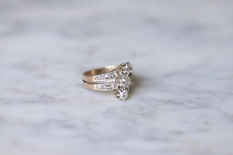 Victorian Engagement Ring in Pink Gold, Silver and Diamonds - Penelope Gallery