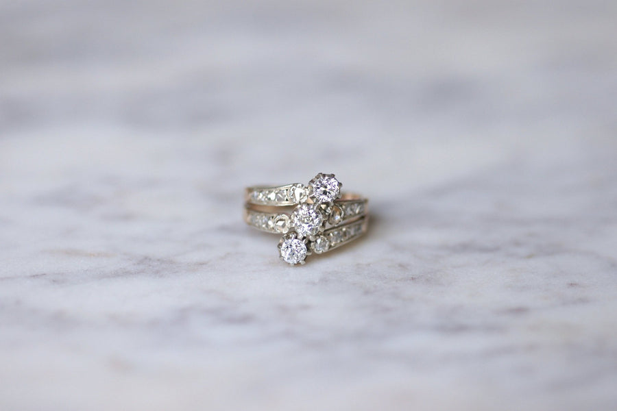 Victorian Engagement Ring in Pink Gold, Silver and Diamonds - Penelope Gallery