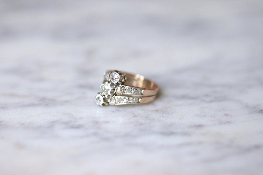 Victorian Engagement Ring in Pink Gold, Silver and Diamonds - Penelope Gallery