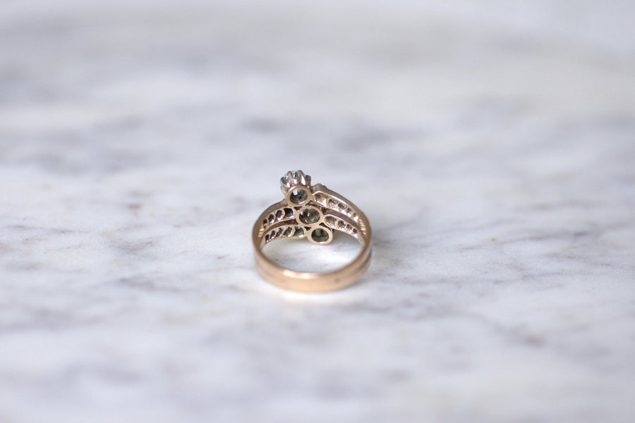 Victorian Engagement Ring in Pink Gold, Silver and Diamonds - Penelope Gallery