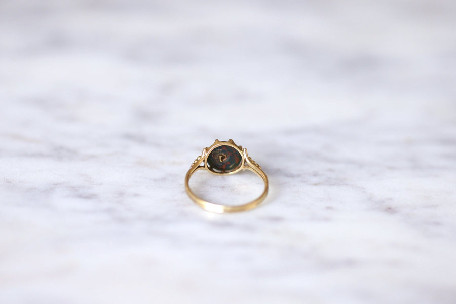 18Kt yellow gold Victorian garnet and blood jasper ring - Galerie Pénélope