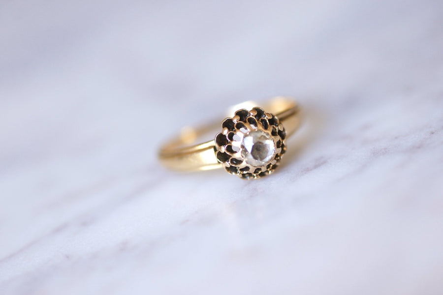 Antique gold and diamond solitaire Victorian ring - Galerie Pénélope