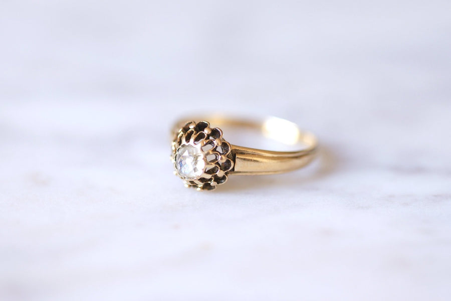 Antique gold and diamond solitaire Victorian ring - Galerie Pénélope