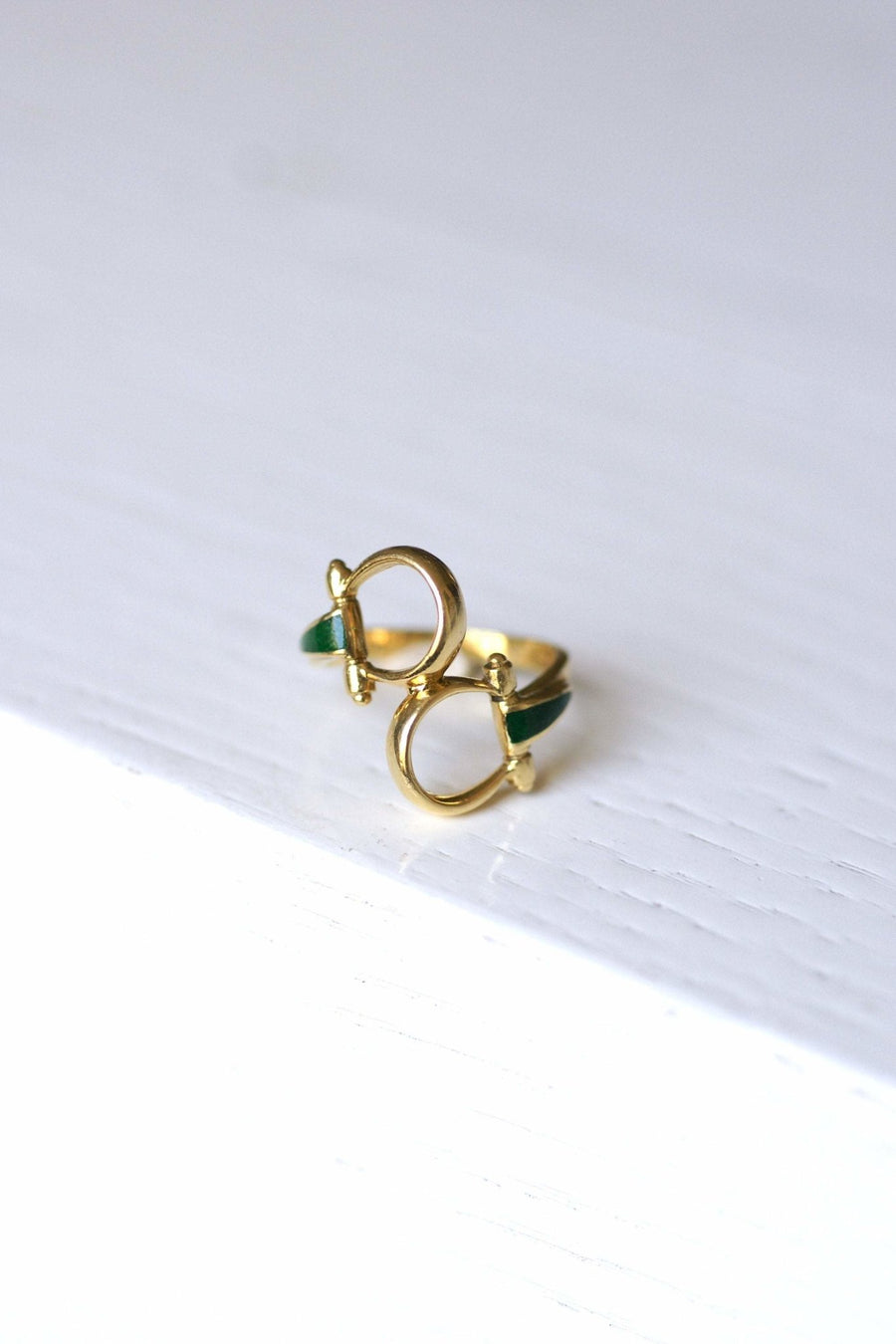 Vintage Gucci ring with yellow gold and green enamel bits, 1970s - Galerie Pénélope